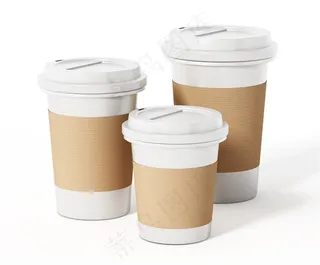 三只不同规格的咖啡纸杯高清图片