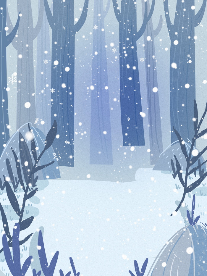 唯美小清新雪花冬天背景素材