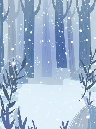 唯美小清新雪花冬天背景素材