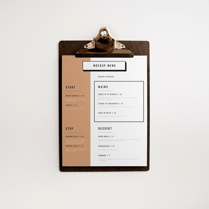 文件夹简历设计Clipboard Menu Mockup