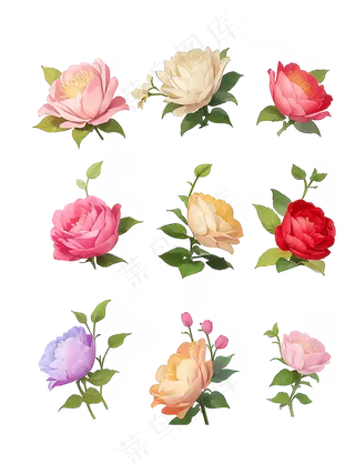 红色 粉色 手绘 免抠 PNG 玫瑰 花 素材14