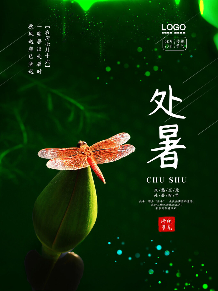 创意简约处暑摄影图海报psd模版下载