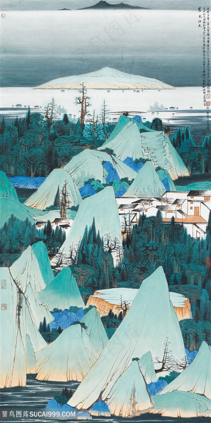 薛亮水墨画巍峨山脉中式风景画