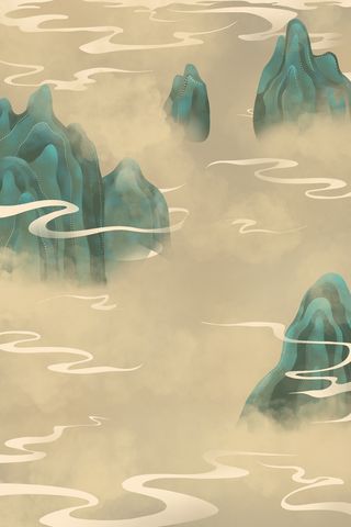 中国风复古国潮神话敦煌插画图案纸纹理肌理背景PSD设计模板素材