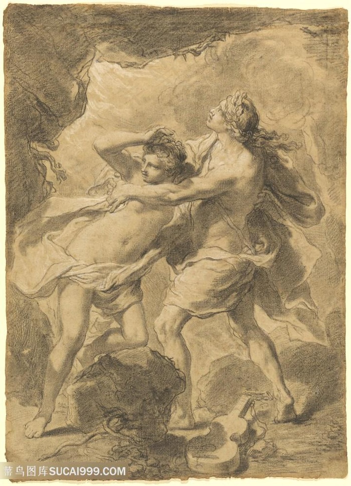 素描人物唯美装饰画