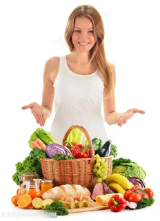 展示水果蔬菜的美女高清图