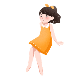 小女孩 学生 黄裙子 作者 