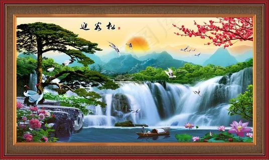 山水风景迎客松