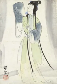 林风眠手绘中式美女艺术挂画 林风眠手绘中式美女艺术挂画