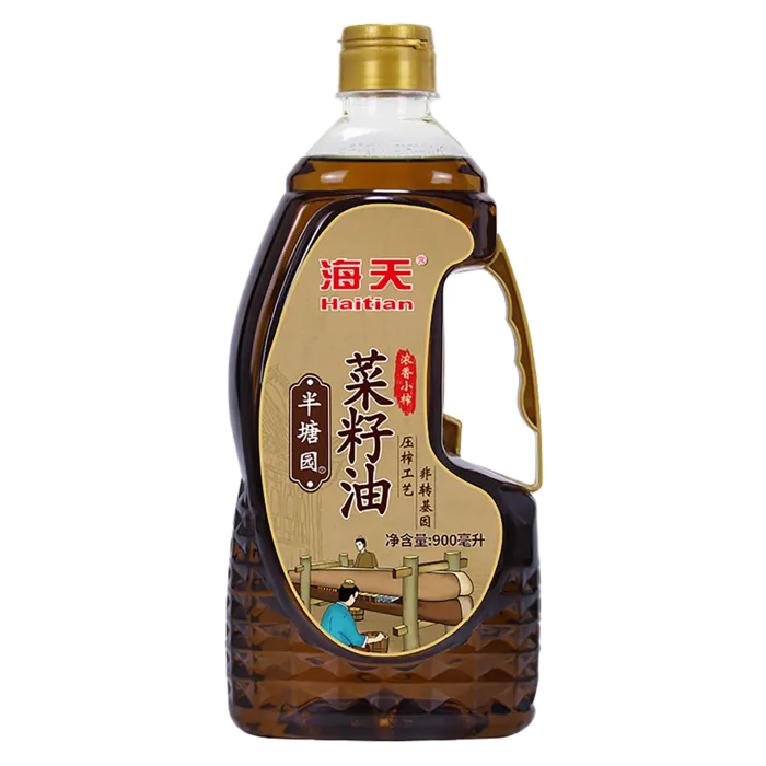 海天浓香菜籽油900毫升超市商品白底图免抠实物摄影png格式图片透明底