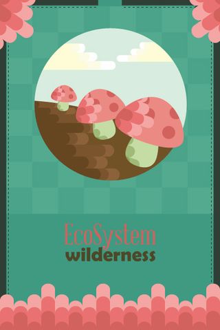 自然风景动物植物扁平矢量插画