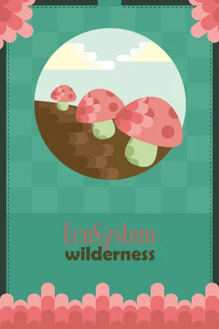 自然风景动物植物扁平矢量插画