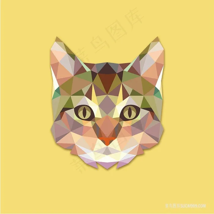 矢量猫头艺术插画