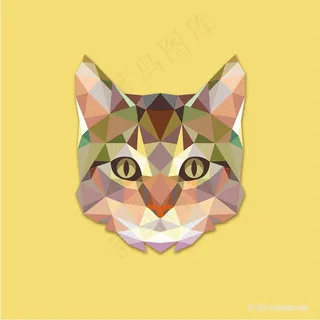 矢量猫头艺术插画