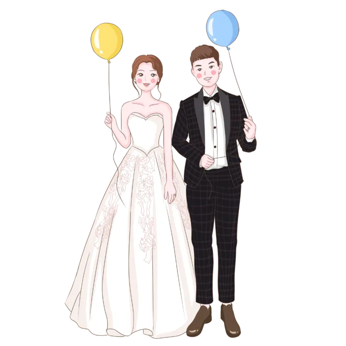婚纱卡通人物婚礼白纱结婚婚纱摄影手绘