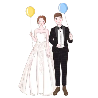 婚纱卡通人物婚礼白纱结婚婚纱摄影手绘