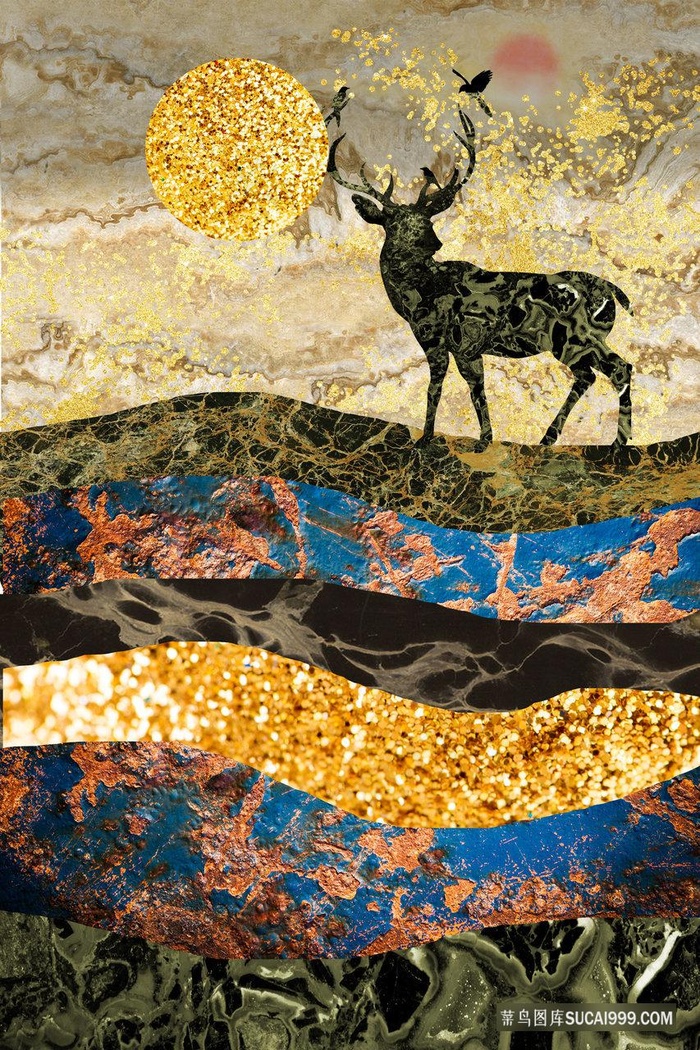 麋鹿山脉高清艺术装饰画