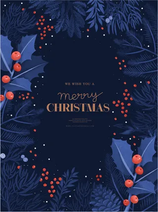 简约深蓝色圣诞节海报