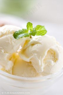 甜品店广告素材 香草薄荷叶冰激凌
