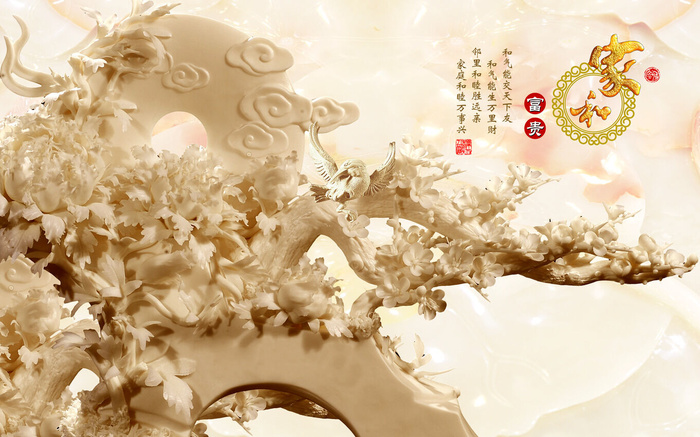 雕塑玉雕背景风景psd模版下载