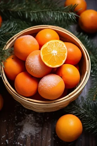 竹篮里的橙子新鲜摄影图