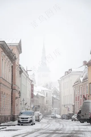欧洲冬季清晨街道图片