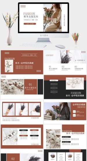 莫兰迪色系PPT模板预览图