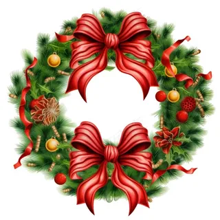 圣诞花环圣诞装饰元素插画免抠