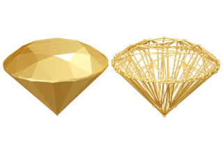 钻石宝石金色线框装饰漂浮免扣模型3D