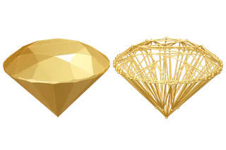 钻石宝石金色线框装饰漂浮免扣模型3D