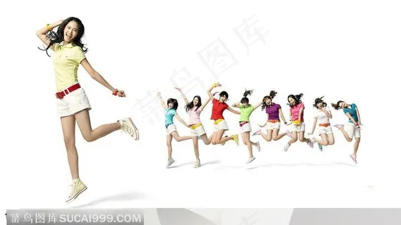 火辣辣的漂亮美女模特图片素材-清新美女乐队组合