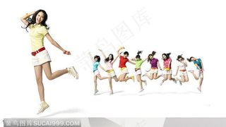 火辣辣的漂亮美女模特图片素材-清新美女乐队组合