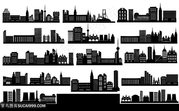 城市建筑剪影地标名胜古迹