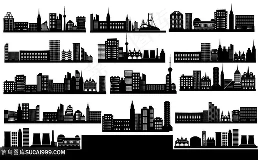 城市建筑剪影地标名胜古迹