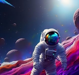 航天员太空紫色星空背景