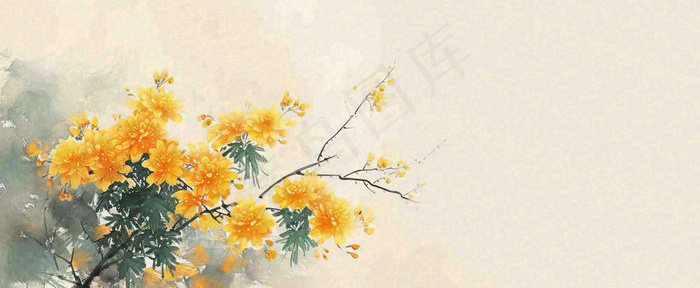 温馨纹理橙色花朵鲜花蝴蝶意境唯美，中国风