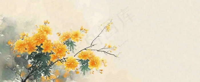 温馨纹理橙色花朵鲜花蝴蝶意境唯美，中国风(1712x704)