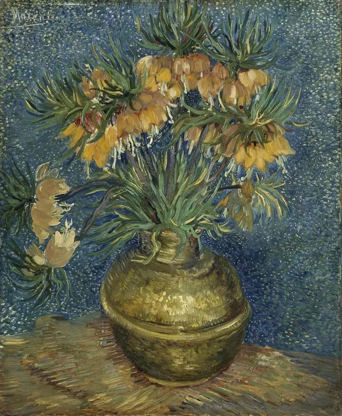 梵高铜花瓶里的皇冠御贝母花油画图片