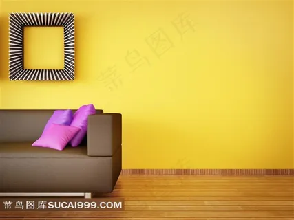 室内沙发抱枕相框陈设家居摄影高清图片