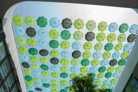 绿色雨伞天幕图片