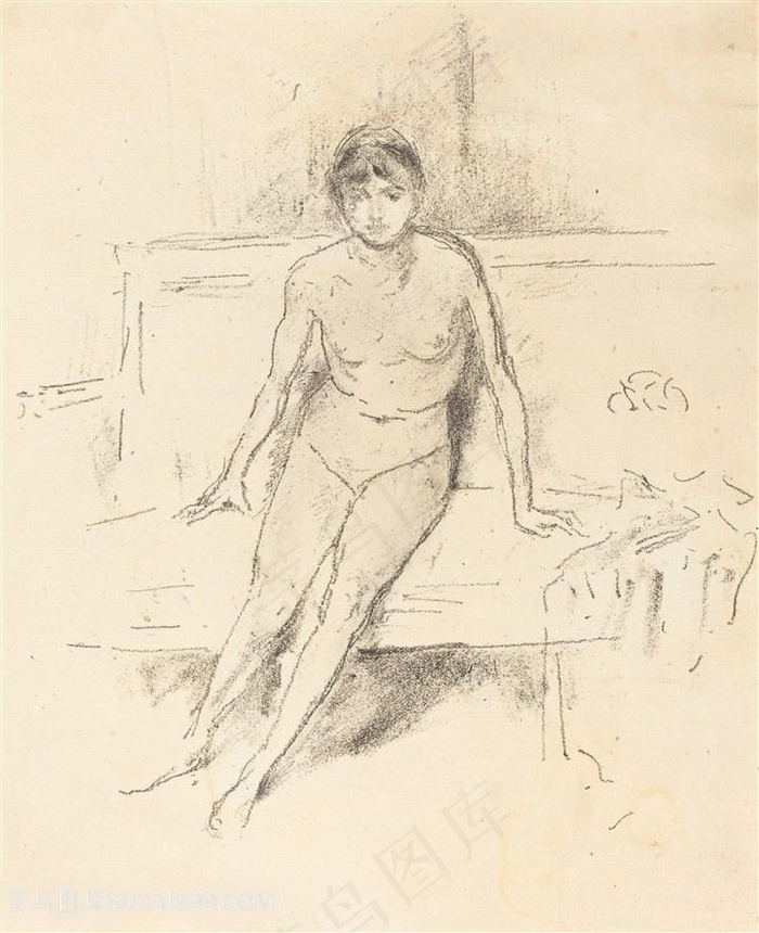 高清惠斯勒素描裸体女性装饰画