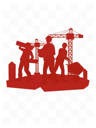 五一劳动节剪影风格元素