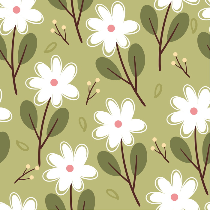 满印-四方连续-植物-花卉-枝叶