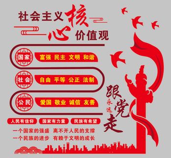 核心价值观  核心  跟党走 文化墙  价值观