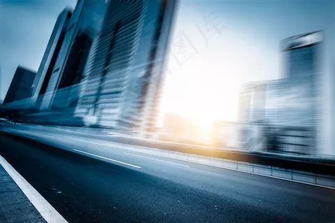 炫彩城市建筑物和道路光影景色