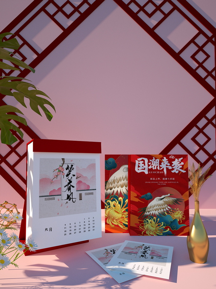 中国风国潮新春春节包装样机模板