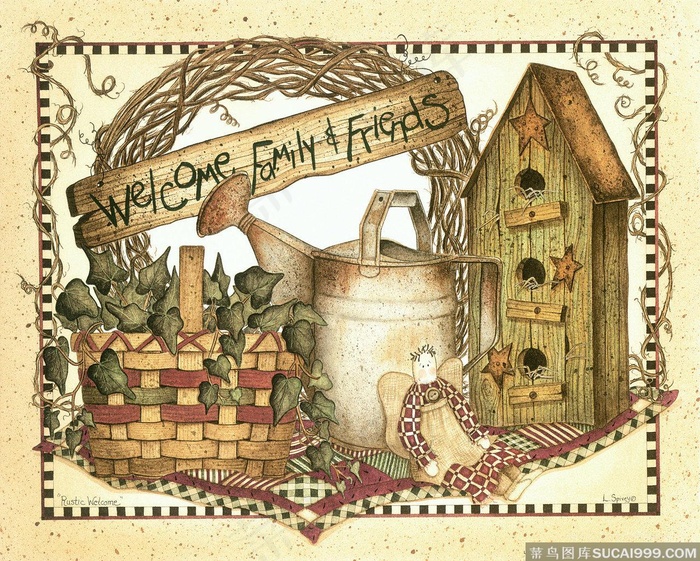 木屋篮子高清油画