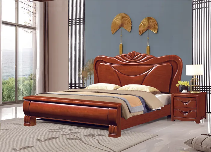 高清实木床图片