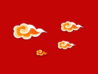 中国风古典传统图案边框纹理祥云灯笼装饰线条PSD背景素材