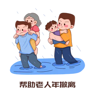 可爱人物夏季防汛防洪安全知识插画